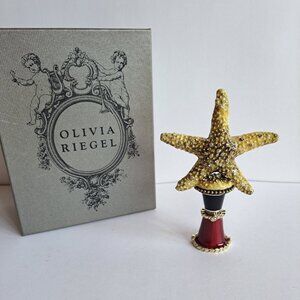 NEW Olivia Riegel Large Starfish Wine Stopper with Crystals & Red Holder Stand